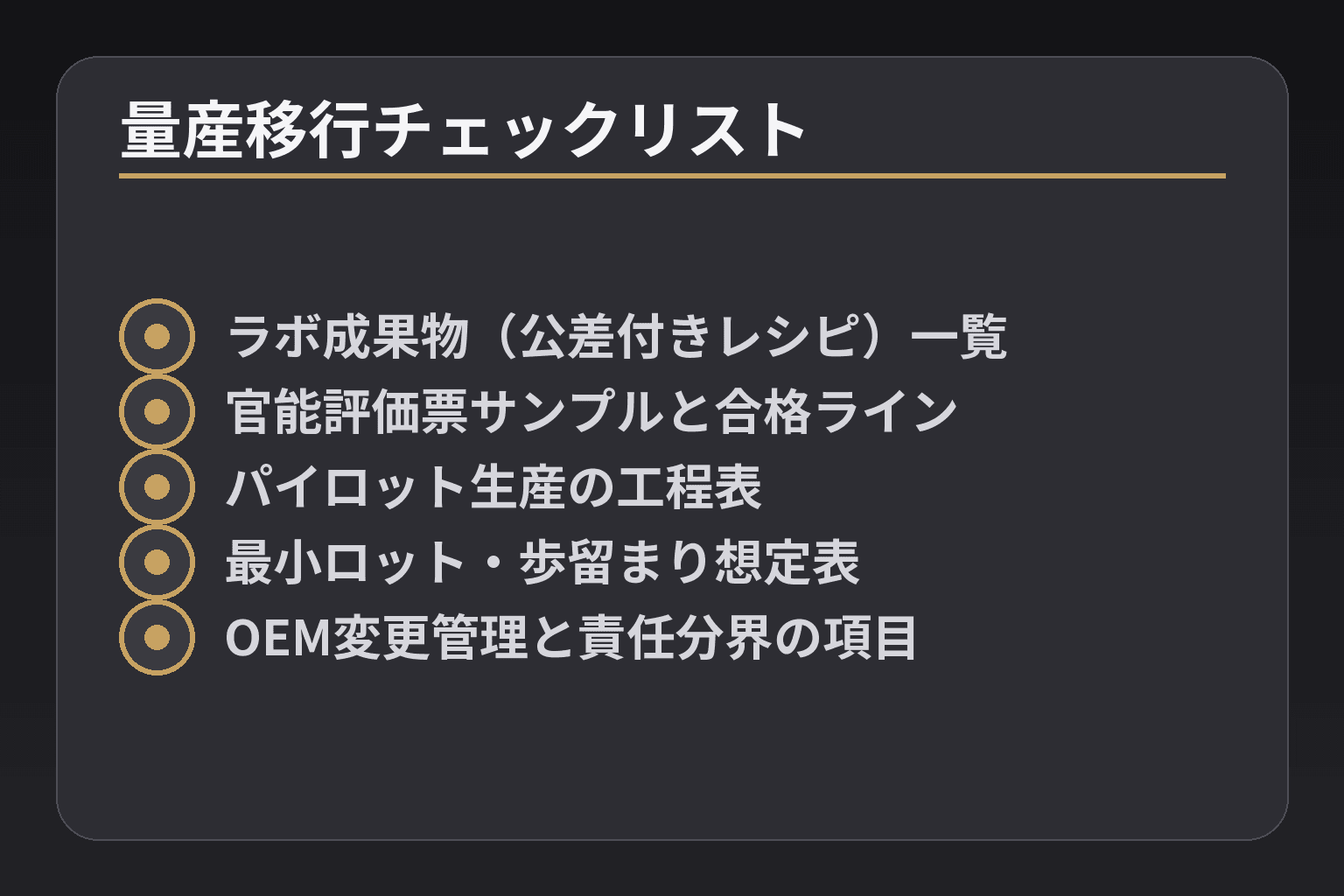 量産移行チェックリスト