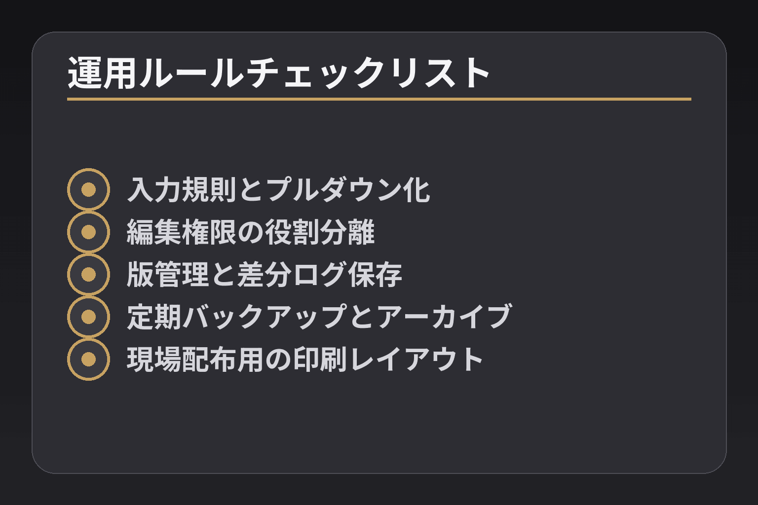 運用ルールチェックリスト