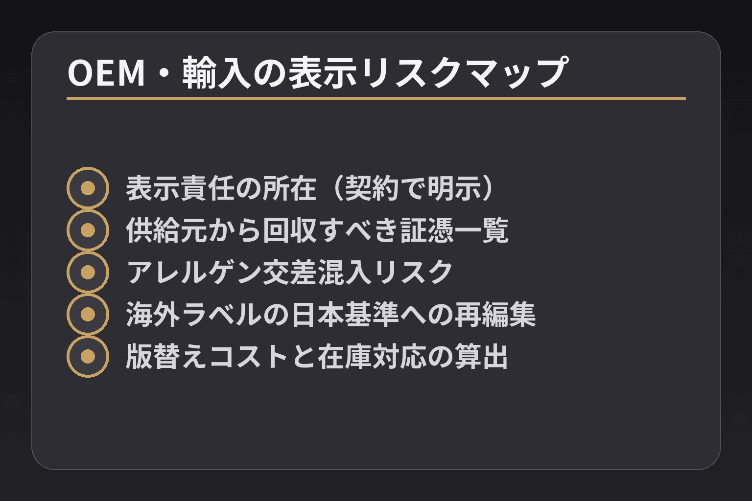 OEM・輸入の表示リスクマップ