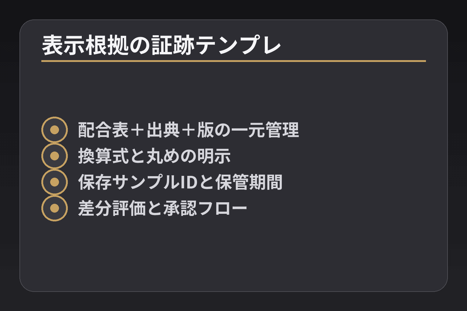 表示根拠の証跡テンプレ
