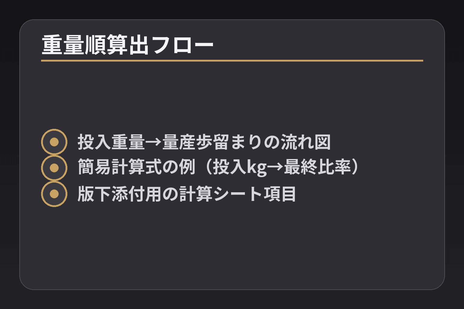 重量順算出フロー