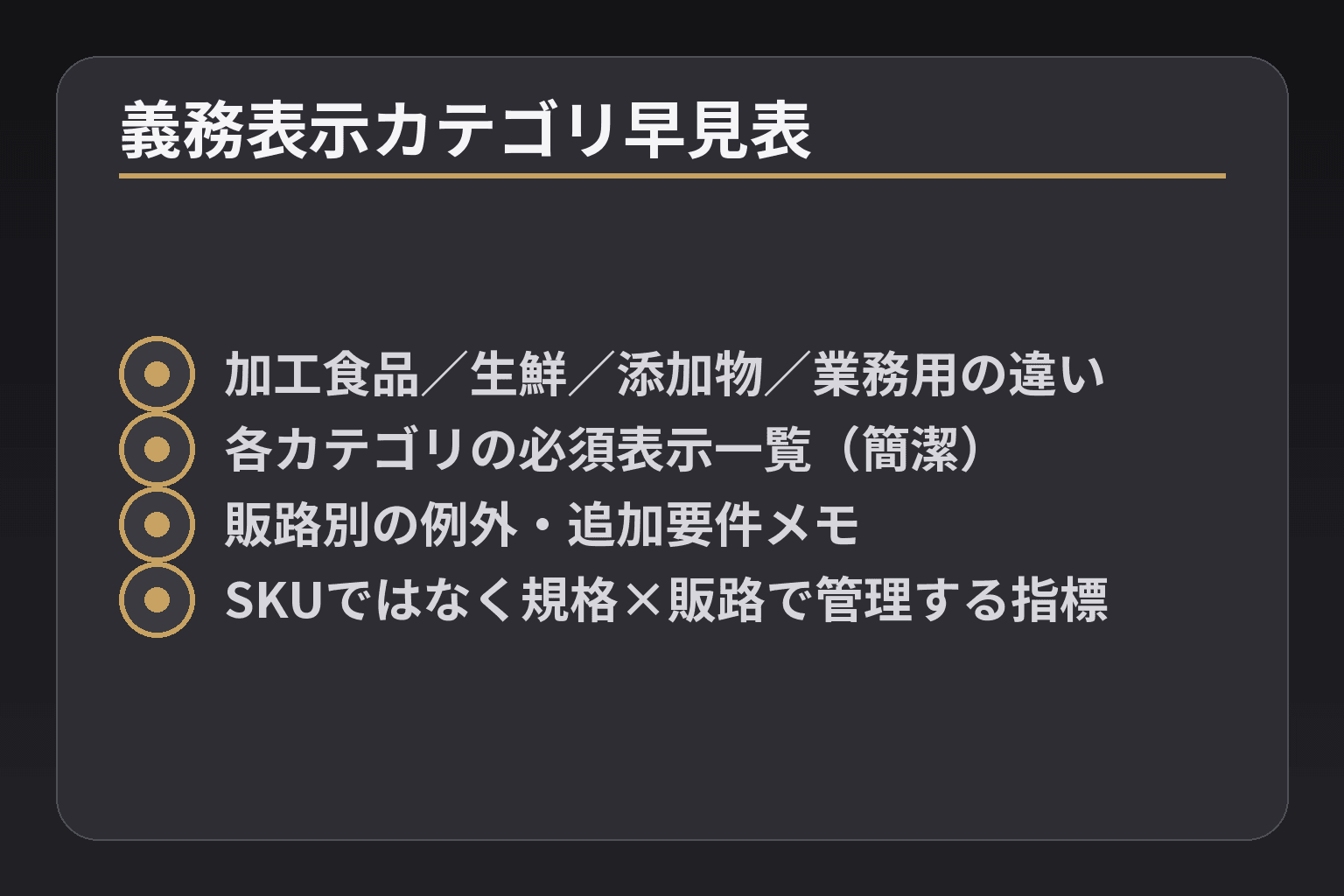 義務表示カテゴリ早見表