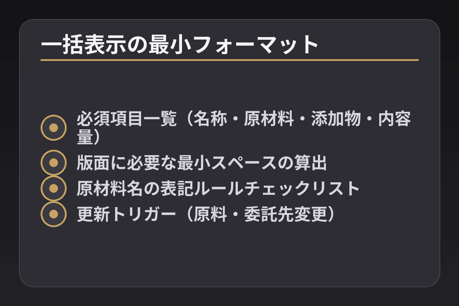 一括表示の最小フォーマット