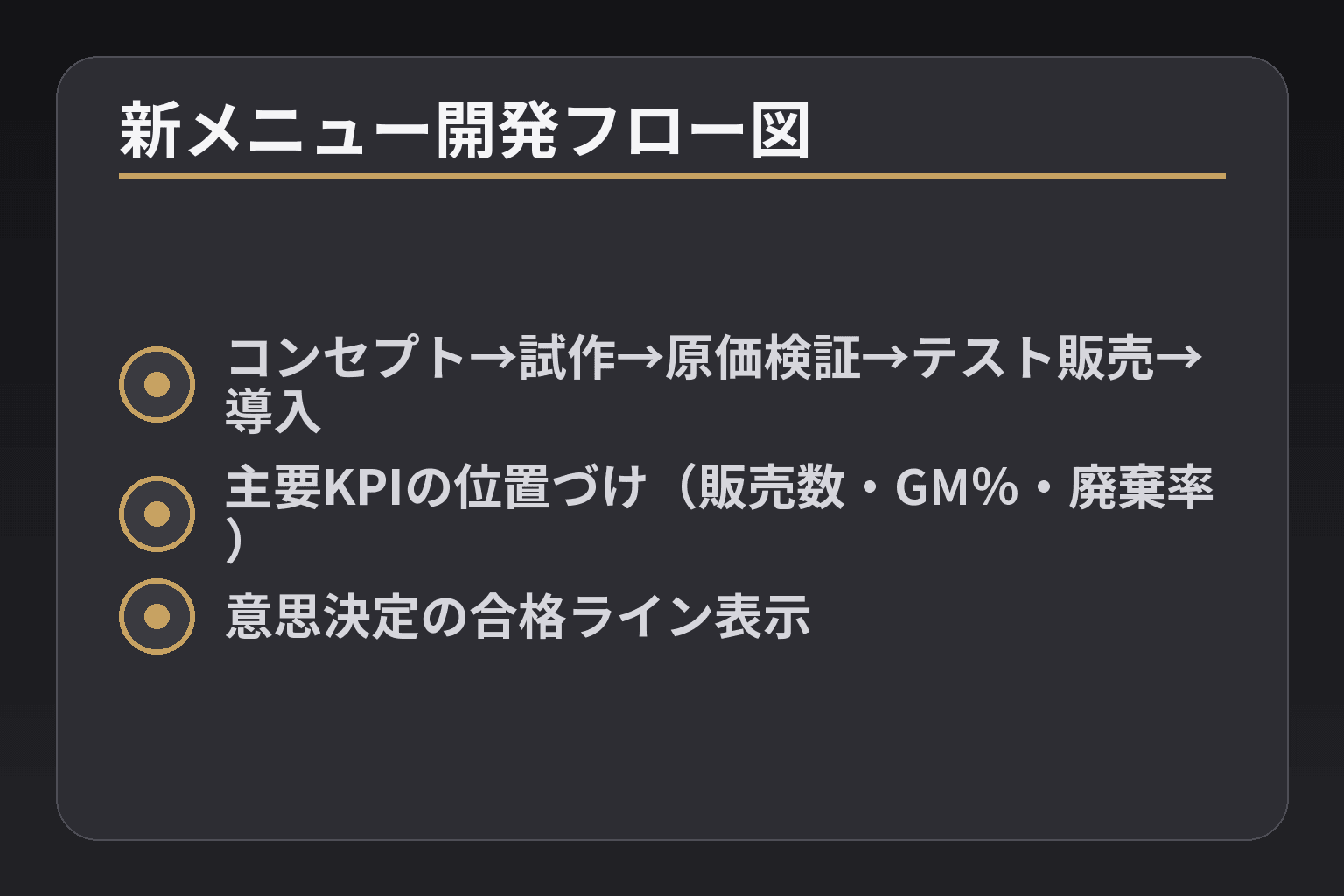 新メニュー開発フロー図