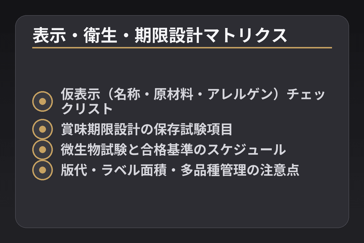 表示・衛生・期限設計マトリクス